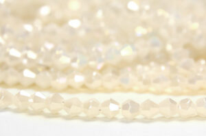 6mm Alabaster White AB Crystal Bicones