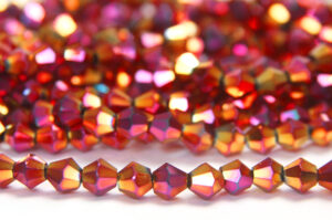 6mm Metallic Magenta Rose AB Crystal Bicones