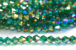 6mm Emerald AB Crystal Bicones