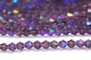 6mm Sapphire Coated Purple Crystal Bicones