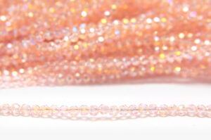 2mm Rose Quartz AB Facetted Round Crystals