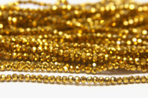 2mm Metallic Gold Facetted Round Crystals