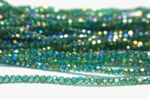 2mm Teal AB Facetted Round Crystals