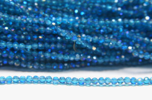 2mm Teal Peacock Facetted Round Crystals