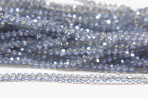 2mm Dusty Blue Lustre Facetted Round Crystals