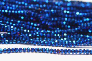 2mm Electric Blue Facetted Round Crystals