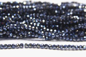 2mm Midnight Blue Lustre Facetted Round Crystals