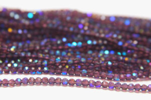 2mm Sapphire Coated Purple Facetted Round Crystals