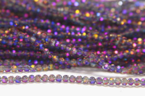 2mm Violet Rainbow AB Facetted Round Crystals