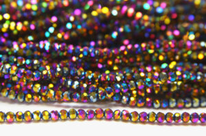 2mm Metallic Rainbow AB Facetted Round Crystals