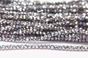 2mm Metallic Silver Facetted Round Crystals