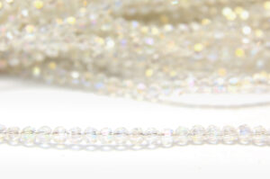3mm Crystal AB Facetted Round Crystals