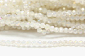 3mm Alabaster AB Facetted Round Crystals