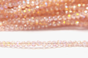 3mm Rose Quartz AB Facetted Round Crystals