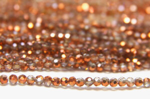 3mm Demi Coated Rose Gold Facetted Round Crystals