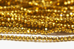 3mm Metallic Gold Facetted Round Crystals