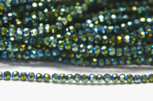 3mm Metallic Bluegrass Facetted Round Crystals
