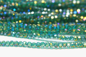 3mm Teal AB Facetted Round Crystals