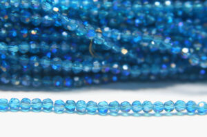 3mm Teal Peacock Facetted Round Crystals