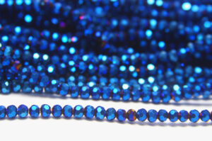 3mm Electric Blue Facetted Round Crystals