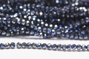 3mm Midnight Blue Lustre Facetted Round Crystals