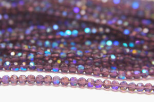 3mm Sapphire Coated Purple Facetted Round Crystals