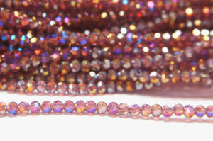 3mm Gold Lustre Amethyst AB Facetted Round Crystals