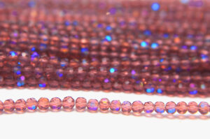3mm Sapphire Coated Amethyst Facetted Round Crystals