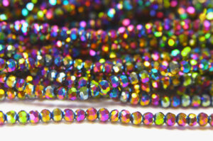 3mm Metallic Rainbow AB Facetted Round Crystals