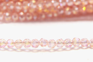 4mm Rose Quartz AB Facetted Round Crystals