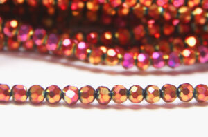 4mm Metallic Magenta Rose Facetted Round Crystals