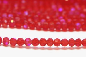 4mm Sapphire Coated Ruby Facetted Round Crystals