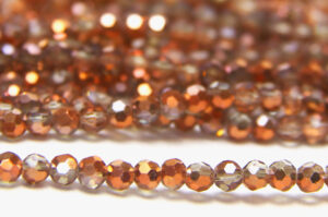 4mm Demi Coated Rose Gold Facetted Round Crystals