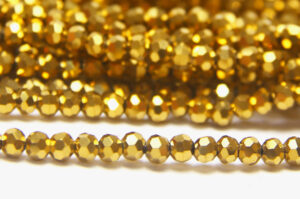 4mm Metallic Gold Facetted Round Crystals