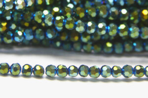 4mm Metallic Bluegrass Facetted Round Crystals