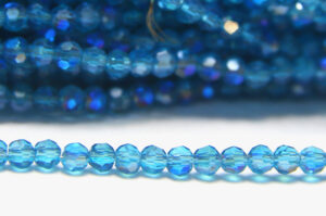 4mm Teal Peacock Facetted Round Crystals