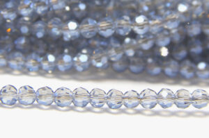 4mm Dusty Blue Lustre Facetted Round Crystals