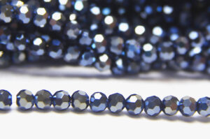 4mm Midnight Blue Lustre Facetted Round Crystals