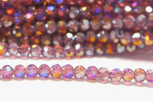 4mm Gold Lustre Amethyst AB Facetted Round Crystals