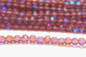 4mm Sapphire Coated Amethyst Facetted Round Crystals
