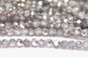 4mm Silver Clear Facetted Round Crystals