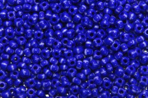 White Striped Opaque Deep Blue Preciosa 8/0 Seed Beads