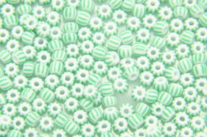 Lime Striped On White Preciosa 8/0 Seed Beads