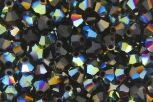 3mm Metallic Bluegrass Jet Aurora Precision Bicones