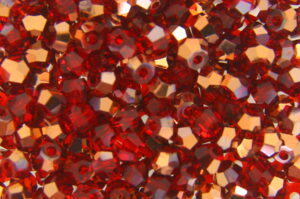 3mm Demi Coated Rose Gold Ruby Aurora Precision Bicones