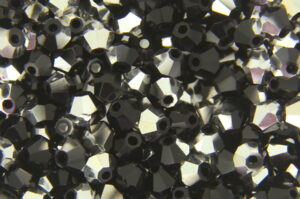 3mm Silver Jet Aurora Precision Bicones