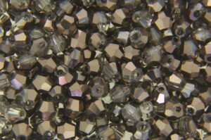 3mm Charcoal Smoke Aurora Precision Bicones