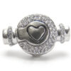 6mm Hole Diamante Studded Silver Inlay Heart Magnetic Glue-in Clasp