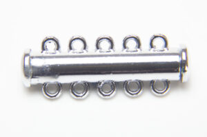 11x30mm Silver Magnetic 5 Strand Barrel Clasp