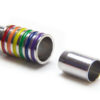 6mm Hole Silver Multicolour Magnetic Cylinder Glue-in Clasp